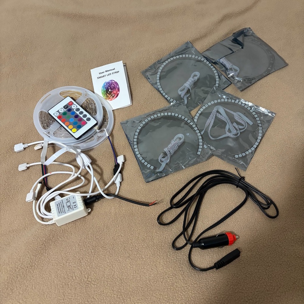 LED Strip Light Kit with Remote + vehicle halo rings
